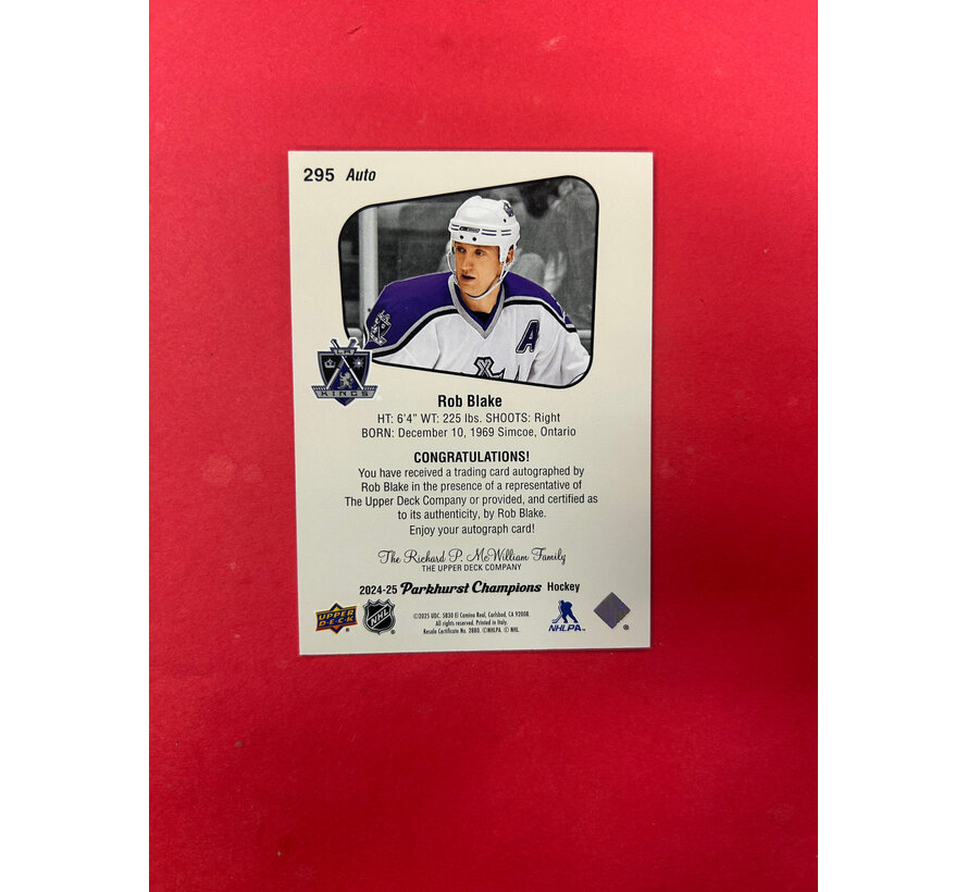 2024-25 PARKHURST CHAMPIONS ROB BLAKE AUTOGRAPH