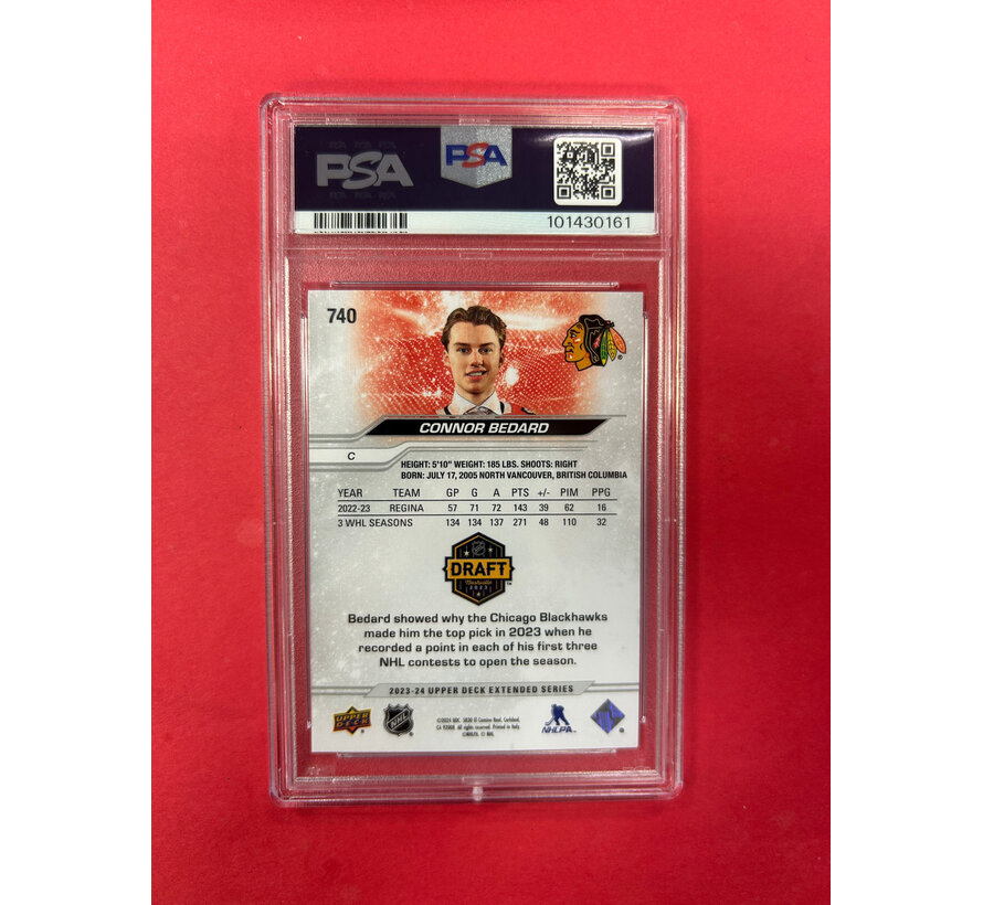 2023 UPPER DECK CONNOR BEDARD SILVER FOIL 1ST ROUND DRAFTS PSA GRADED 9