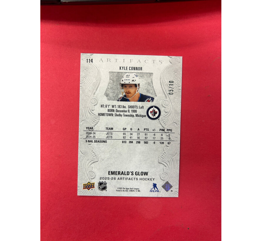 2025-26 UPPER DECK ARTIFACTS KYLE CONNOR EMERALD GREEN /10