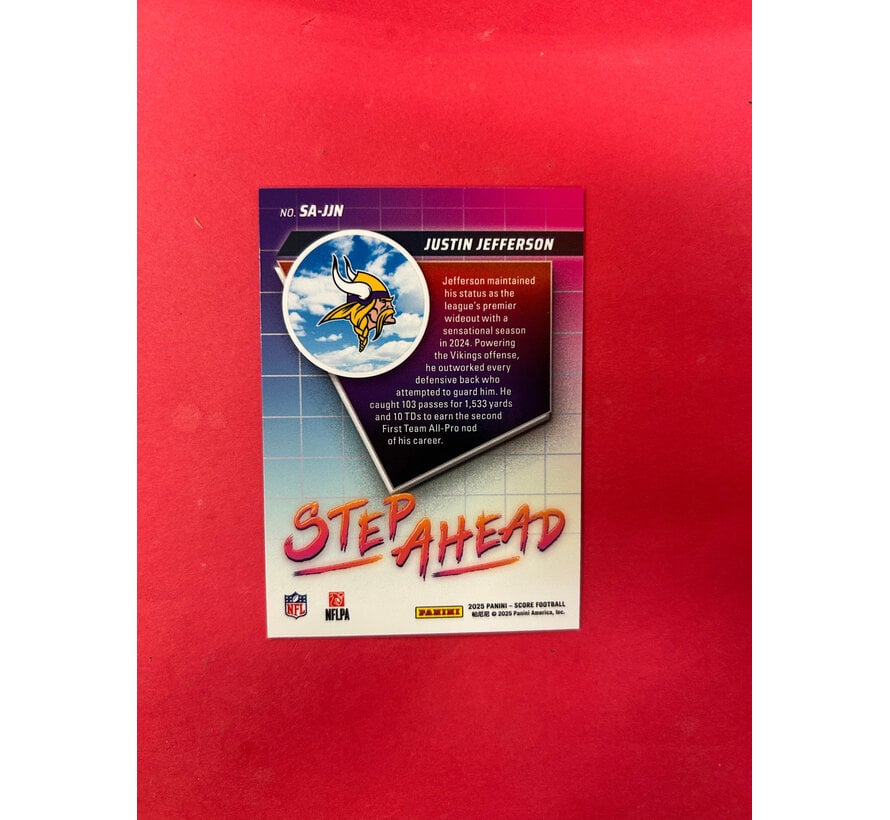 2025 PANINI SCORE JUSTIN JEFFERSON STEP AHEAD LENTICULAR
