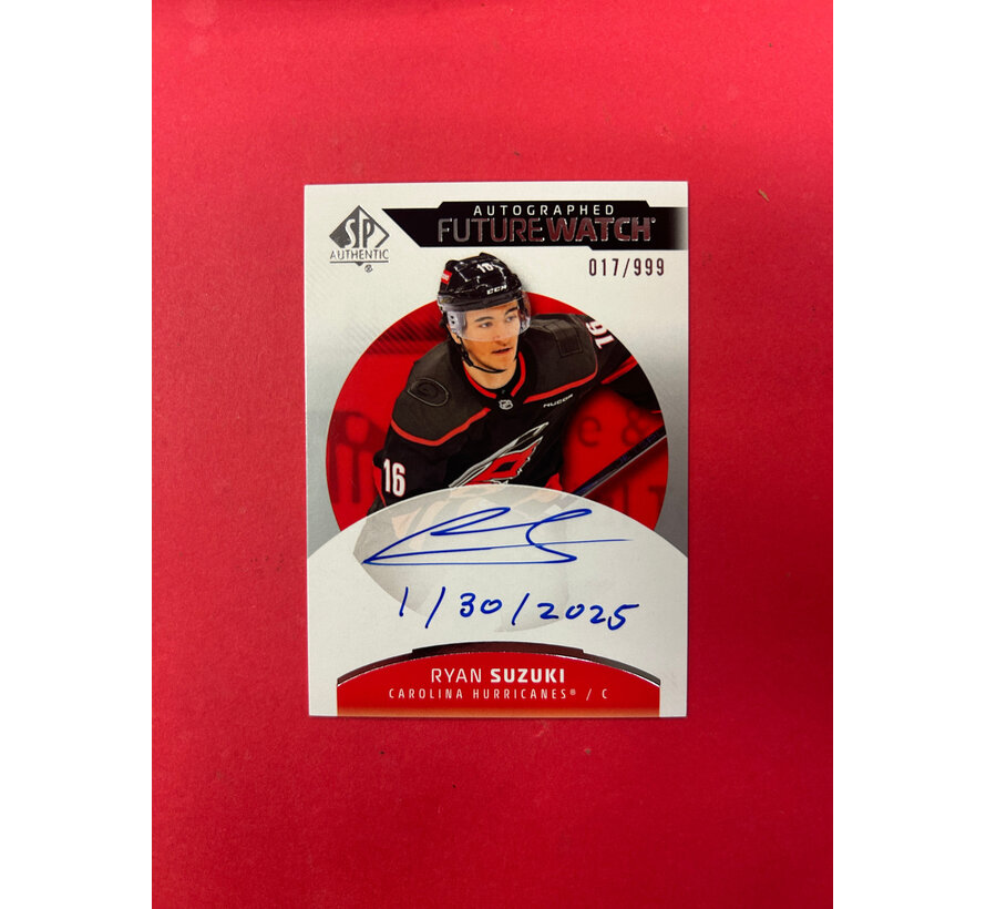 2025-26 SP AUTHENTIC RYAN SUZUKI INSCRIBED FUTURE WATCH AUTOGRAPH /999