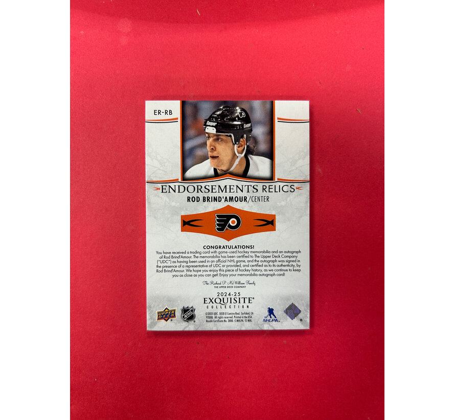 2024-25 UPPER DECK EXQUISITE ROD BRIND'AMOUR ENDORSMENTS RELICS /50