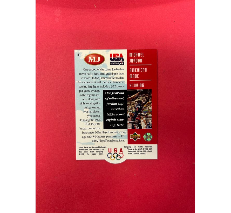 1996 UPPER DECK USAB MICHAEL JORDAN AMERICAN MADE SCORING DIE CUT