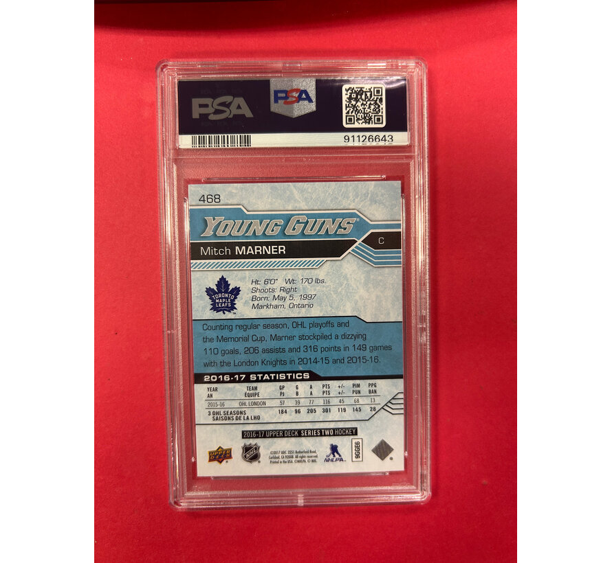 2016 UPPER DECK MITCH MARNER YOUNG GUNS PSA GRADED 10