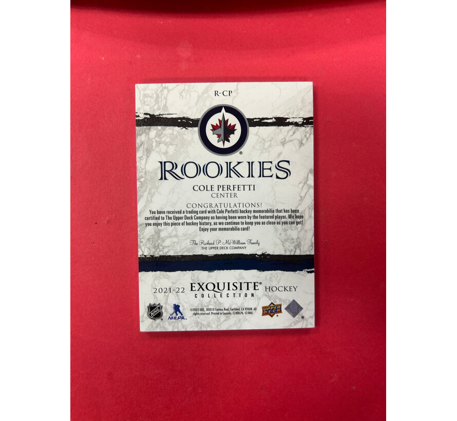 2021-22 UPPER DECK EXQUISITE COLLECTION COLE PERFETTI ROOKIES PATCH /99