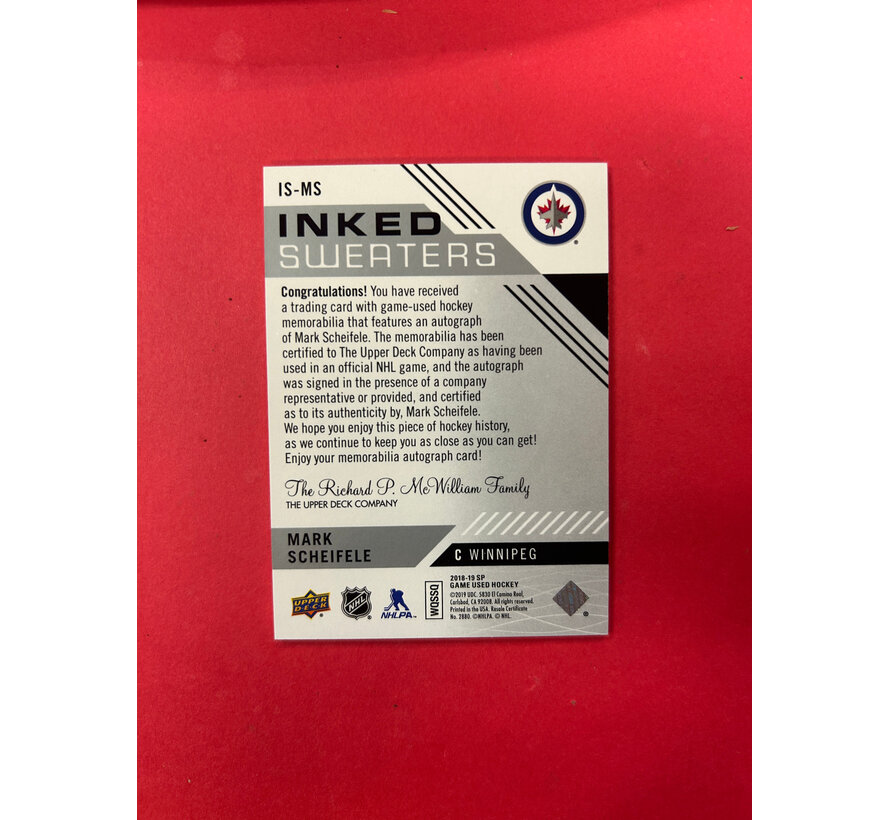 2018-19 SP GAME USED MARK SCHEIFELE INKED SWEATERS /99