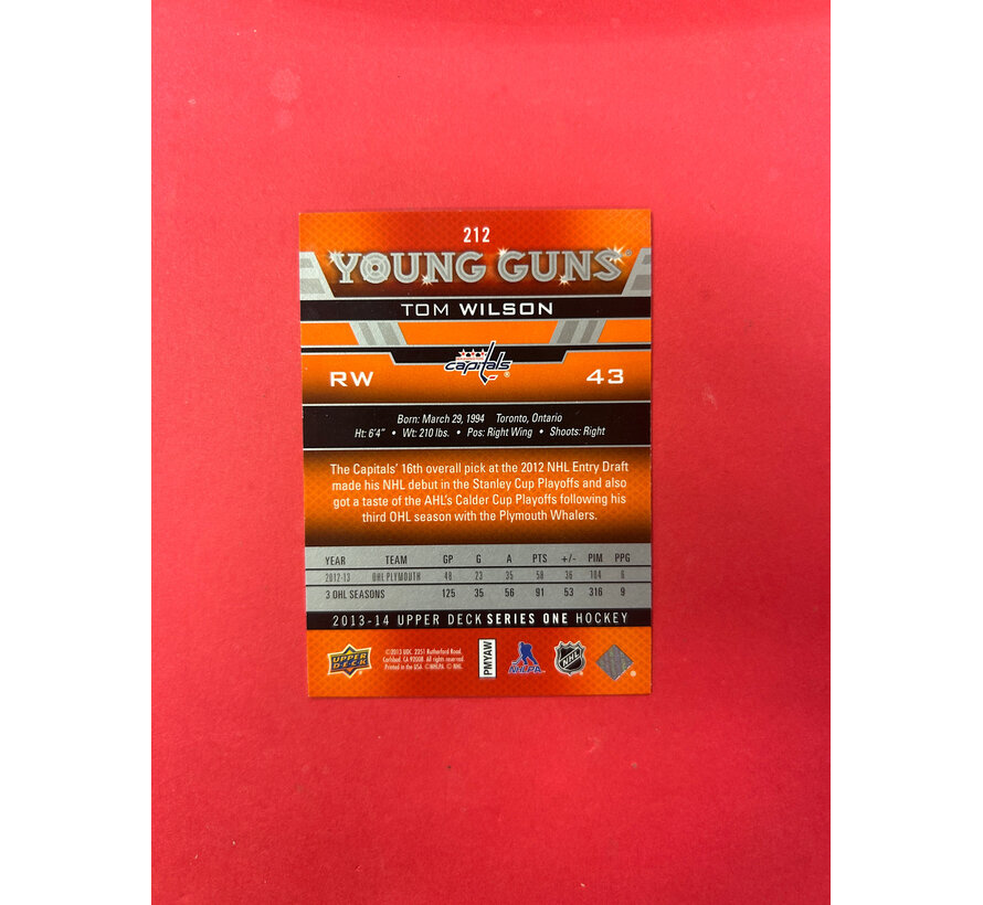 2013-14 UPPER DECK SERIES 1 TOM WILSON YOUNG GUNS