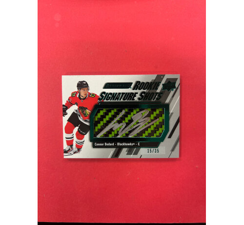 UPPER DECK 2023-24 UPPER DECK ENGRAINED CONNOR BEDARD ROOKIE SIGNATURE SHOTS GREEN /35