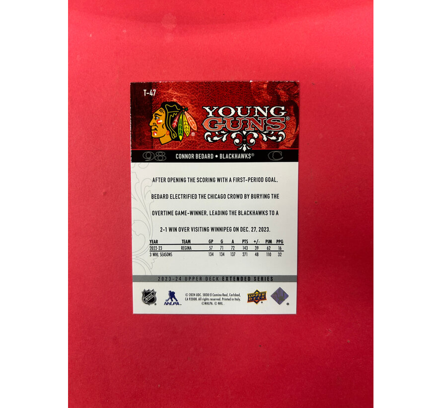 2023-24 UPPER DECK EXTENDED CONNOR BEDARD YOUNG GUNS RETRO