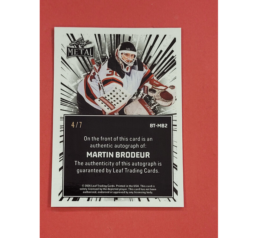 2026 LEAF METAL PINK AUTO MARTIN BRODEUR /7 #BD-MB2