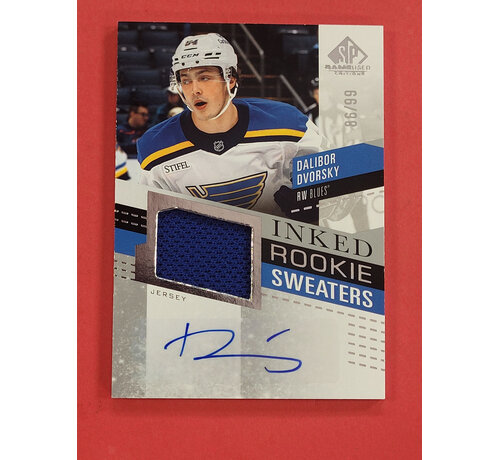 UPPER DECK 2025-26 UPPER DECK SP GAME USED DALIBOR DVORSKY INKED ROOKIE SWEATER /99 AUTO JERSEY