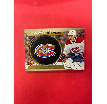 UPPER DECK 2020-21 UPPER DECK TRILOGY NICK SUZUKI SIGNATURE PUCKS LOGO /21
