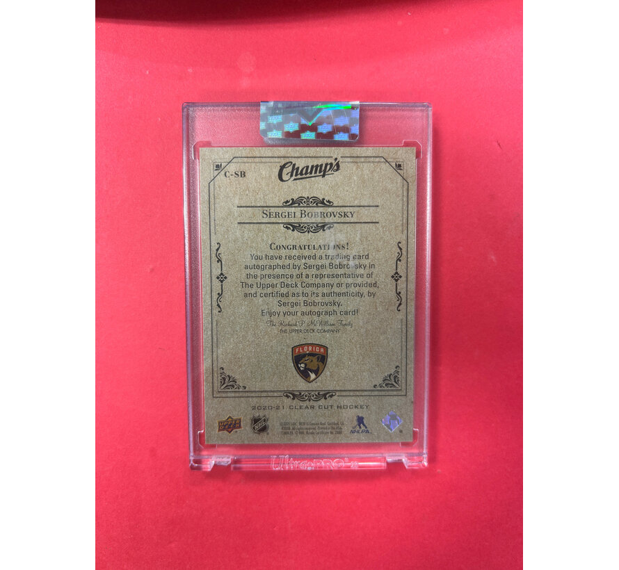 2020-21 UPPER DECK CLEAR CUT SERGEI BOBROVSKY CHAMPS AUTOGRAPH