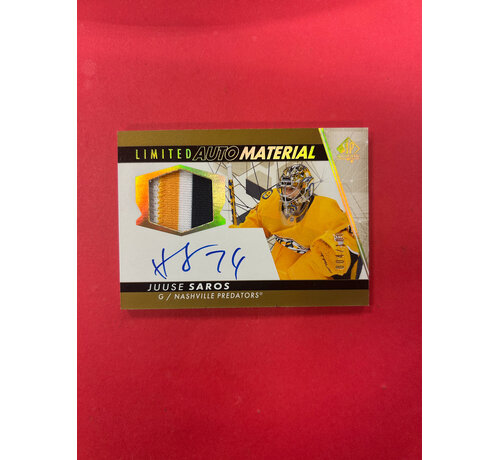 UPPER DECK 2022-23 SP AUTHENTIC JUUSE SAROS LIMITED AUTO MATERIAL PATCH AUTO /100