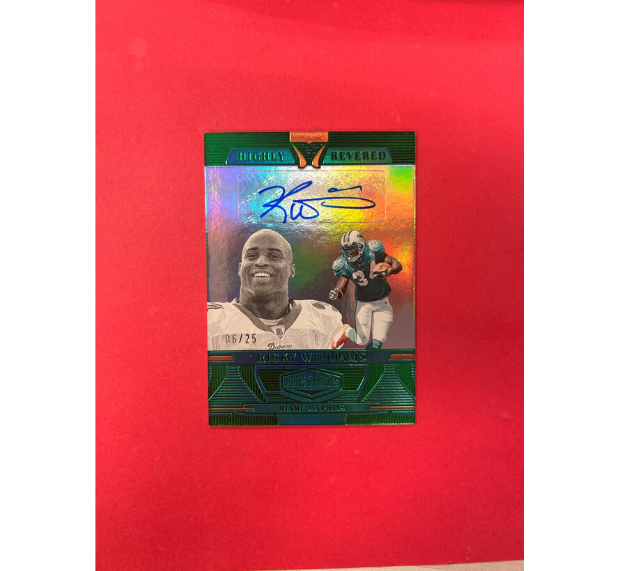 2023 PANINI PLATES & PATCHES RICKY WILLIAMS AUTOGRAPH GREEN /25