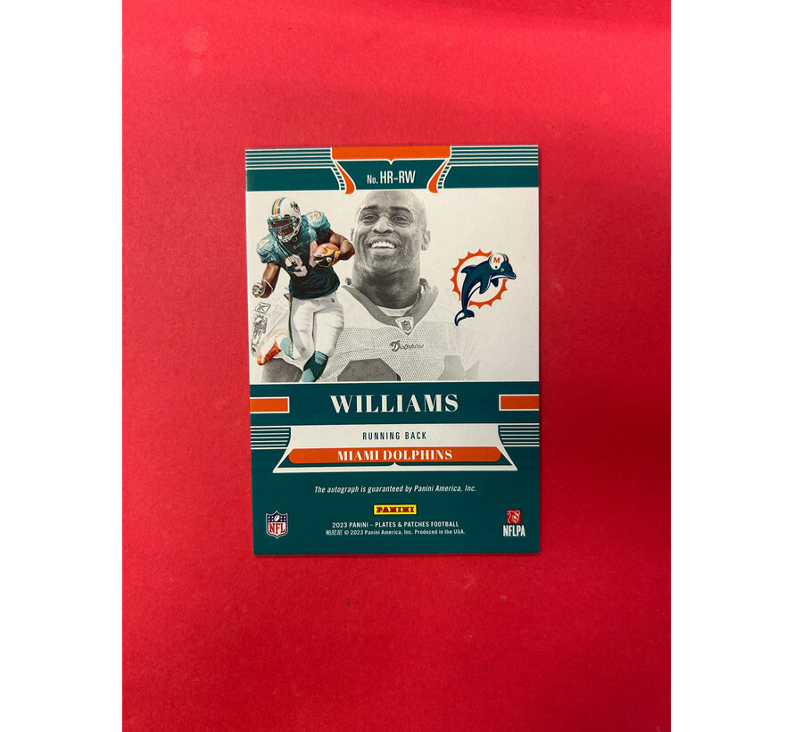 2023 PANINI PLATES & PATCHES RICKY WILLIAMS AUTOGRAPH GREEN /25