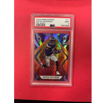 PANINI 2020 PANINI PHOENIX JUSTIN JEFFERSON FIRE BURST PSA GRADED 9