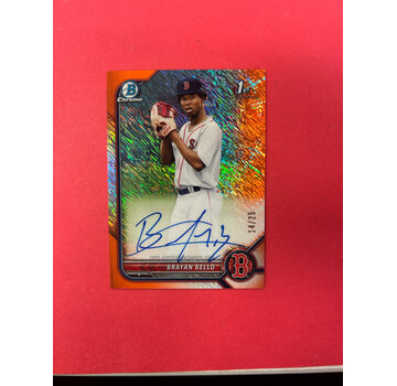 TOPPS 2022 BOWMAN CHROME BRAYAN BELLO 1ST BOWMAN AUTO ORANGE SHIMMER /25