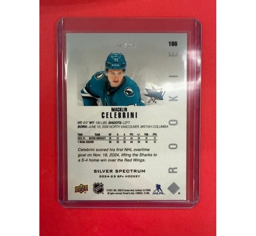 2024-25 UPPER DECK SPX SILVER SPECTRUM MACKLIN CELEBRINI /25 #160
