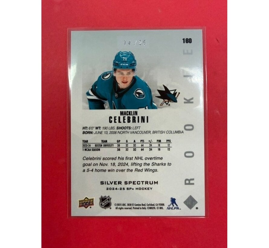 2024-25 UPPER DECK SPX SILVER SPECTRUM MACKLIN CELEBRINI /25 #160