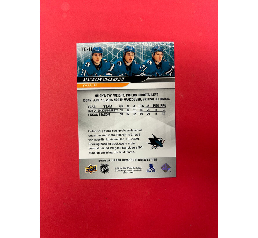 2024-25 UPPER DECK EXTENDED MACKLIN CELEBRINI TRIPLE EXPOSURE