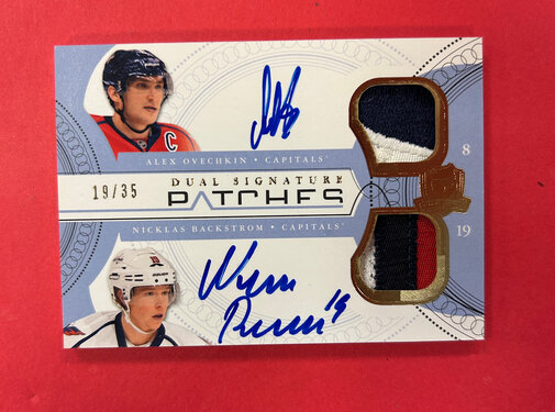 UPPER DECK 2011-12 UPPER DECK THE CUP OVECHKIN/BACKSTROM DUAL SIGNATURE PATCHES 19/35