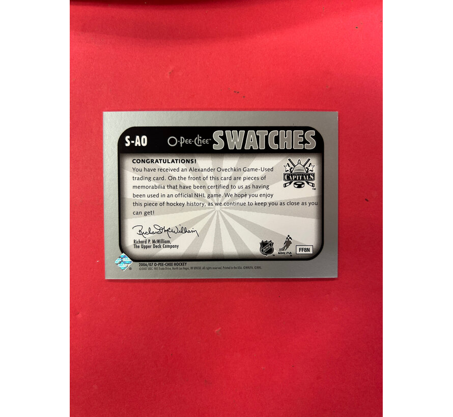 2006-07 O-PEE-CHEE ALEXANDER OVECHKIN SWATCHES SP