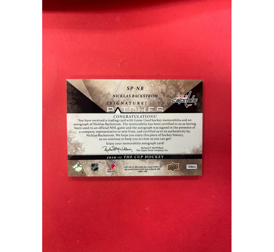2010-11 UPPER DECK THE CUP NICKLAS BACKSTROM SIGNATURE PATCHES /75