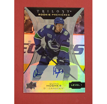 UPPER DECK 2019-20 UPPER DECK TRILOGY QUINN HUGHES ROOKIE PREMIERES AUTO /249
