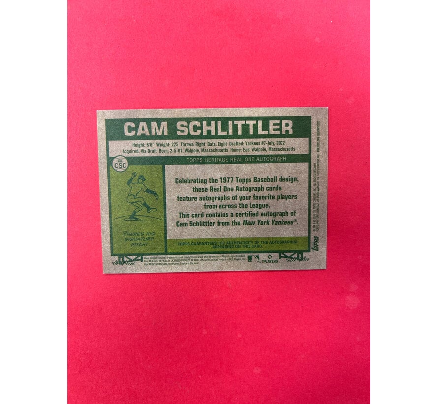 2026 TOPPS HERITAGE CAM SCHLITTLER ON CARD AUTOGRAPH ROOKIE