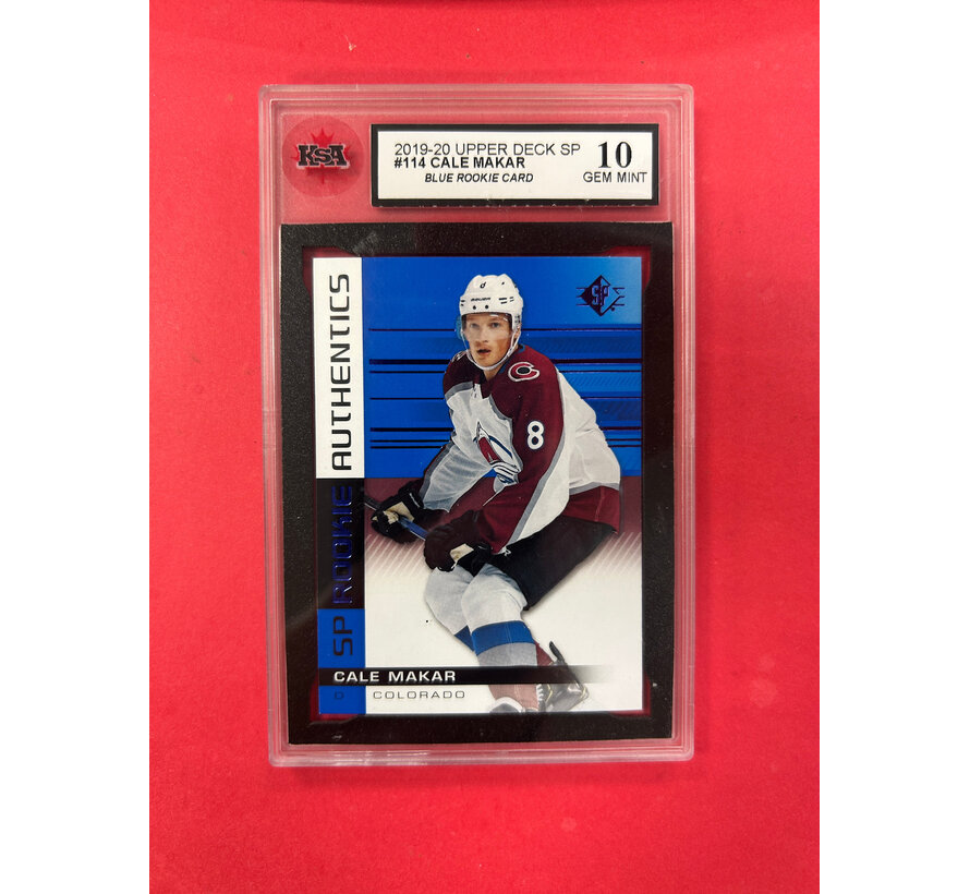 2019-20 UPPER DECK SP CALE MAKAR ROOKIE AUTHENTICS BLUE KSA GRADED 10