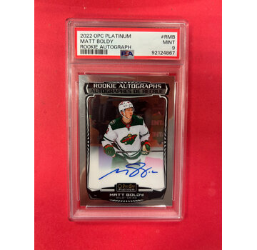 UPPER DECK 2022-23 OPC PLATINUM MATT BOLDY ROOKIE AUTOGRAPH PSA GRADED 9