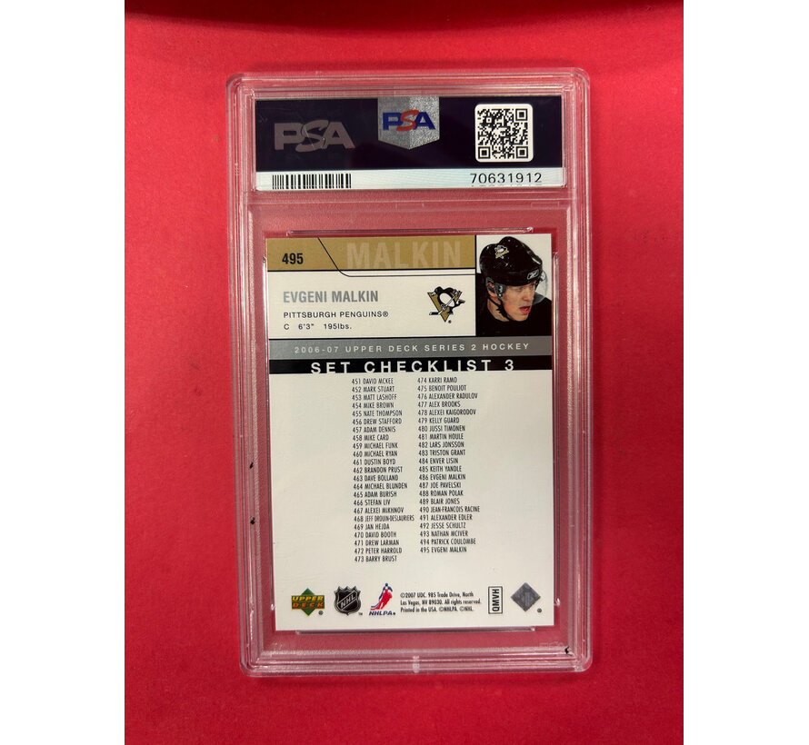 2006 UPPER DECK EVGENI MALKIN YOUNG GUNS CHECKLIST PSA GRADED 10