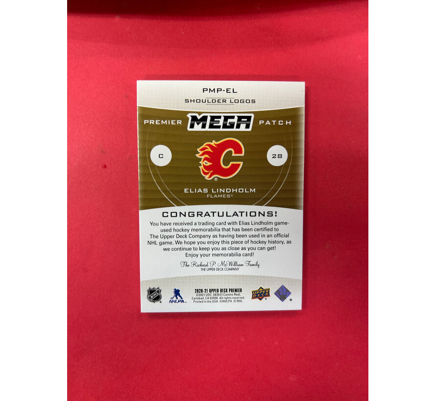2020-21 UPPER DECK PREMIER ELIAS LINDHOLM MEGA PATCH /6