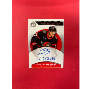 UPPER DECK 2025-26 UPPER DECK SP AUTHENTIC DONOVAN SEBRANGO FUTURE WATCH AUTOGRAPH INSCRIBED /50