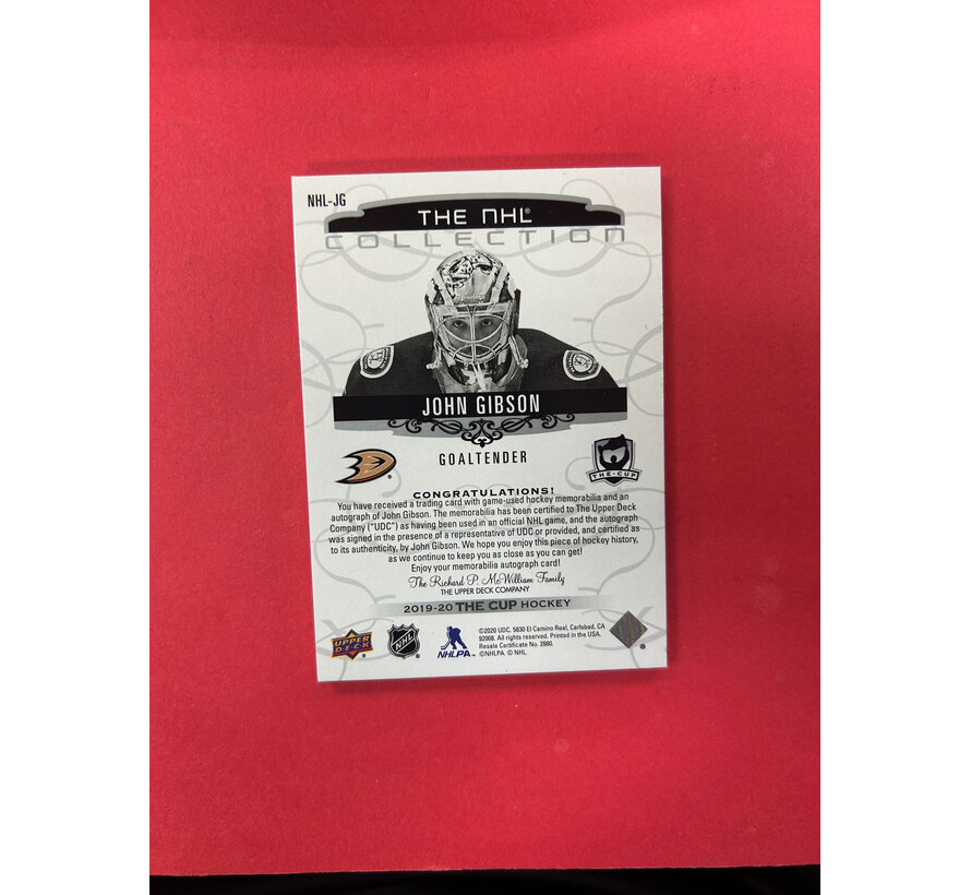 2019-20 UPPER DECK THE CUP JOHN GIBSON THE NHL COLLECTION PATCH AUTO /25