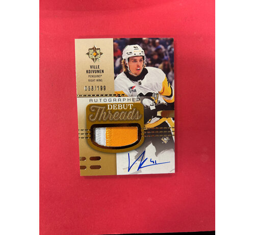 UPPER DECK 2025-26 UPPER DECK ULTIMATE VILLE KOIVUNEN AUTOGRAPHED DEBUT THREADS /199