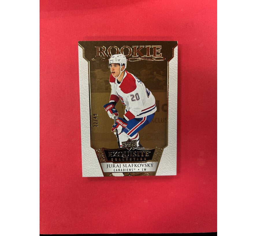 2022-23 UPPER DECK EXQUISITE JURAJ SLAFKOVSKY GOLD ROOKIE /49