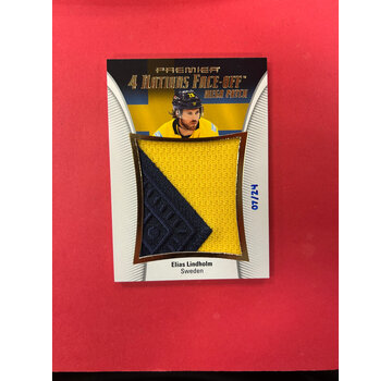 UPPER DECK 2025-26 UPPER DECK PREMIER ELIAS LINDHOLM 4 NATIONS FACEOFF MEGA PATCH /24