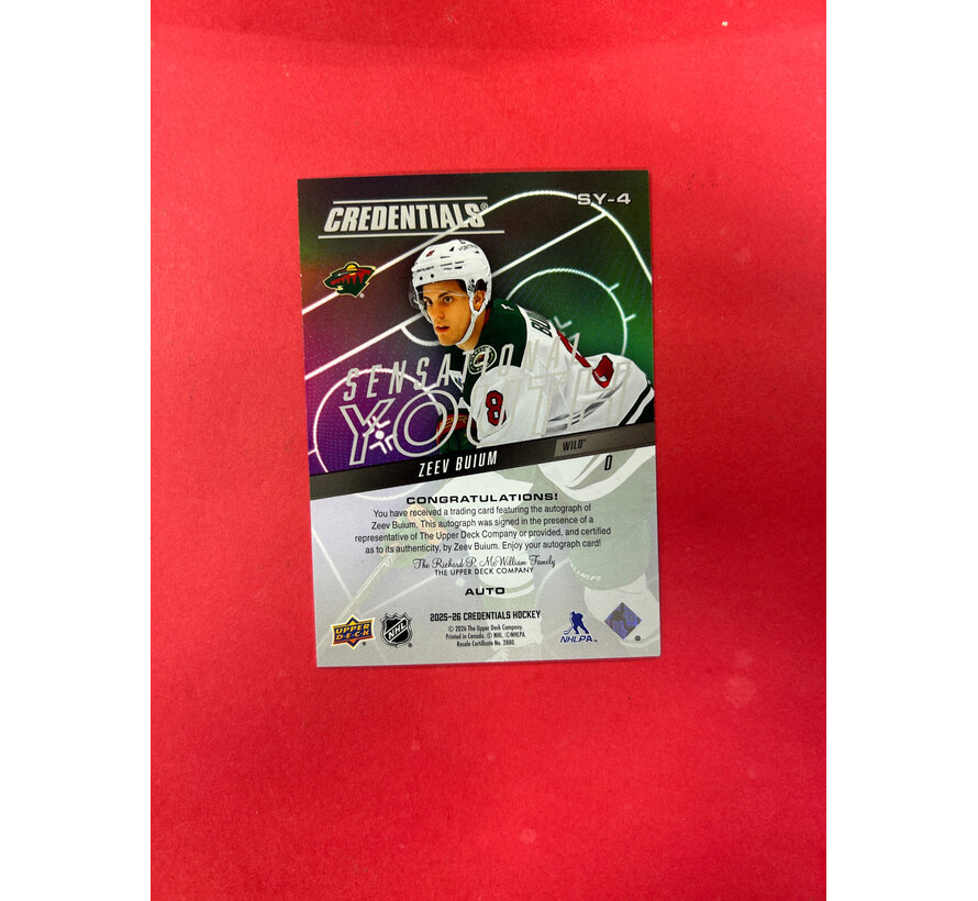 2025-26 UPPER DECK CREDENTIALS ZEEV BUIUM SENSATIONAL YOUTH AUTOGRAPH