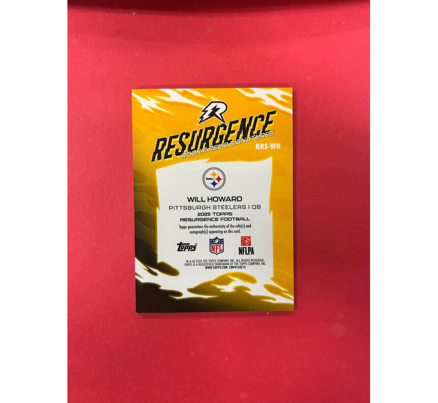 2026 TOPPS RESURGENCE WILL HOWARD ROOKIE AUTO PATCH