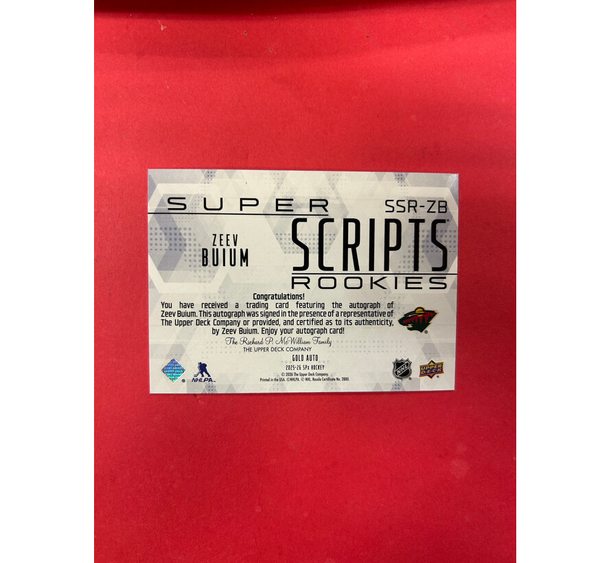 2025-26 UPPER DECK SPX ZEEV BUIUM SUPER SCRIPTS ROOKIE SILVER /99