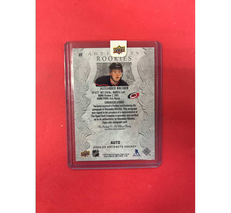2025-26 UPPER DECK ARTIFACTS ALEXANDER NIKISHIN ROOKIE AUTOGRAPH SEALED