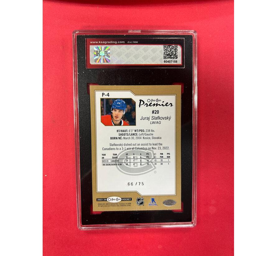 2023-24 OPC PREMIER JURAJ SLAFKOVSKY SPARKLING DIAMOND /75 KSA GRADED 10