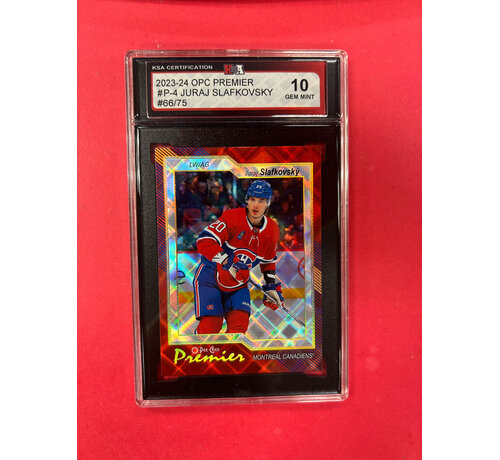 UPPER DECK 2023-24 OPC PREMIER JURAJ SLAFKOVSKY SPARKLING DIAMOND /75 KSA GRADED 10
