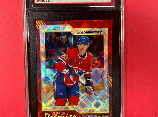 UPPER DECK 2023-24 OPC PREMIER JURAJ SLAFKOVSKY SPARKLING DIAMOND /75 KSA GRADED 10