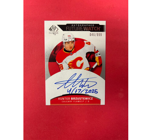 UPPER DECK 2025-26 SP AUTHENTIC HUNTER BRZUSTEWICZ INSCRIBED FUTURE WATCH AUTOGRAPH /50