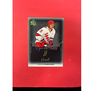 UPPER DECK 2025-26 SP AUTHENTIC LOGAN STANKOVEN SIGN OF THE TIMES BLACK INSCRIBED /35