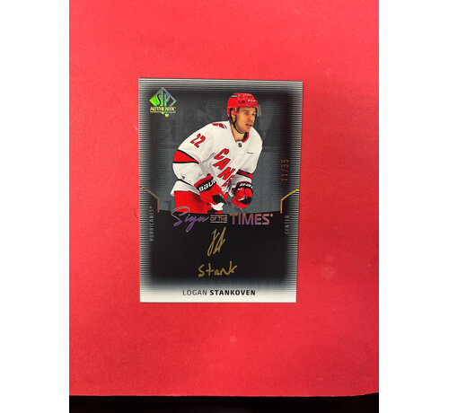 UPPER DECK 2025-26 SP AUTHENTIC LOGAN STANKOVEN SIGN OF THE TIMES BLACK INSCRIBED /35