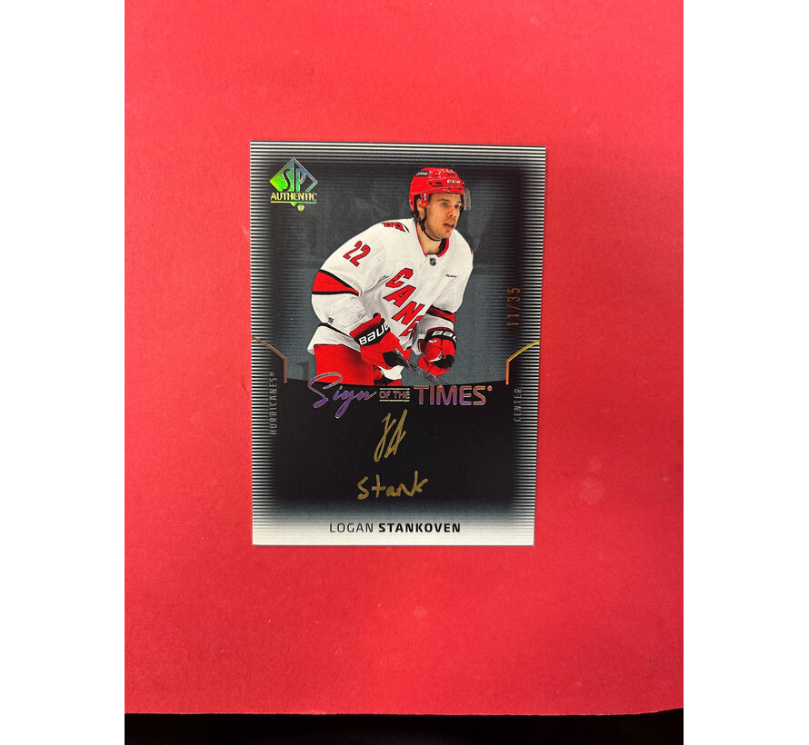 2025-26 SP AUTHENTIC LOGAN STANKOVEN SIGN OF THE TIMES BLACK INSCRIBED /35